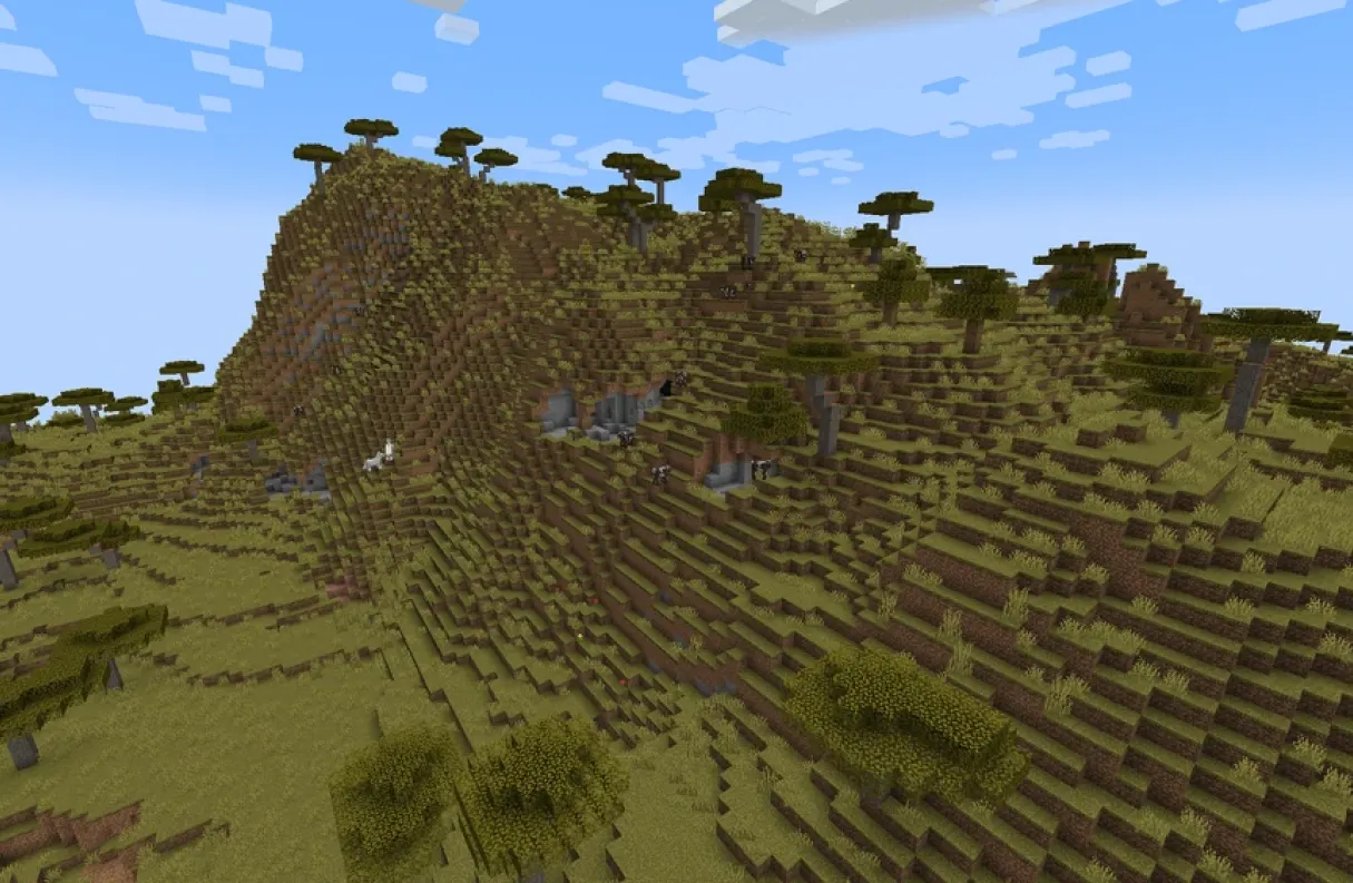 Un bioma altopiano della savana in Minecraft