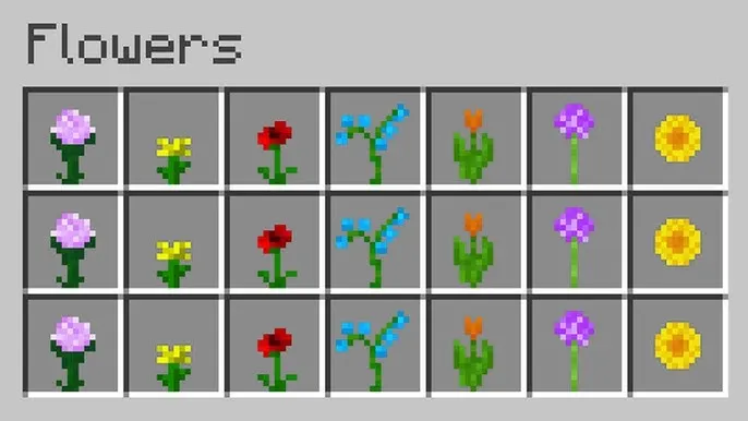 Una selezione di fiori diversi Minecraft