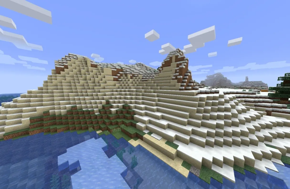 Un bioma spiaggia innevata in Minecraft